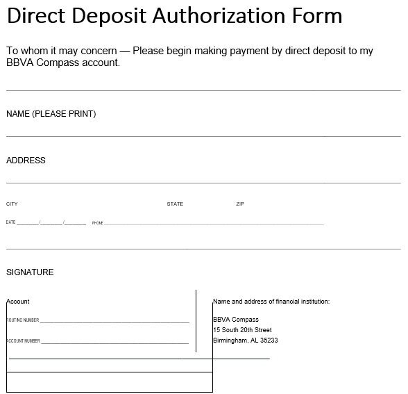 printable direct deposit authorization form 13