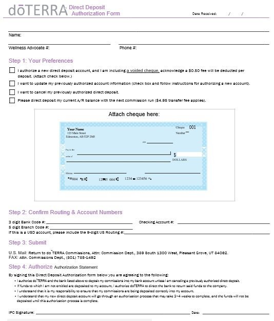 printable direct deposit authorization form 16