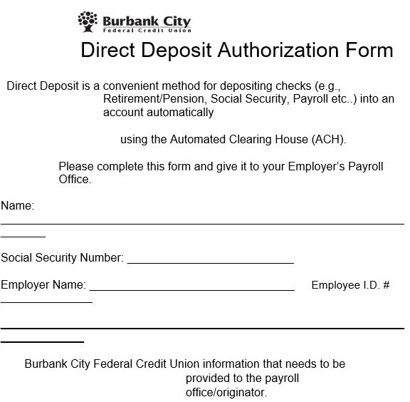 printable direct deposit authorization form 2