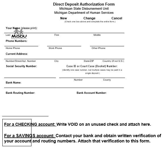 printable direct deposit authorization form 4