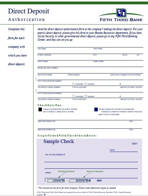 printable direct deposit authorization form 6