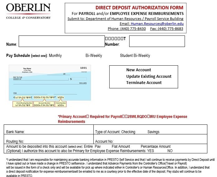printable direct deposit authorization form 7