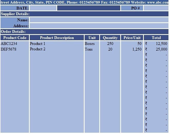 printable purchase order template