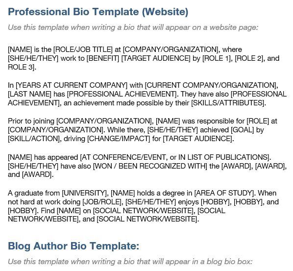 professional biography template
