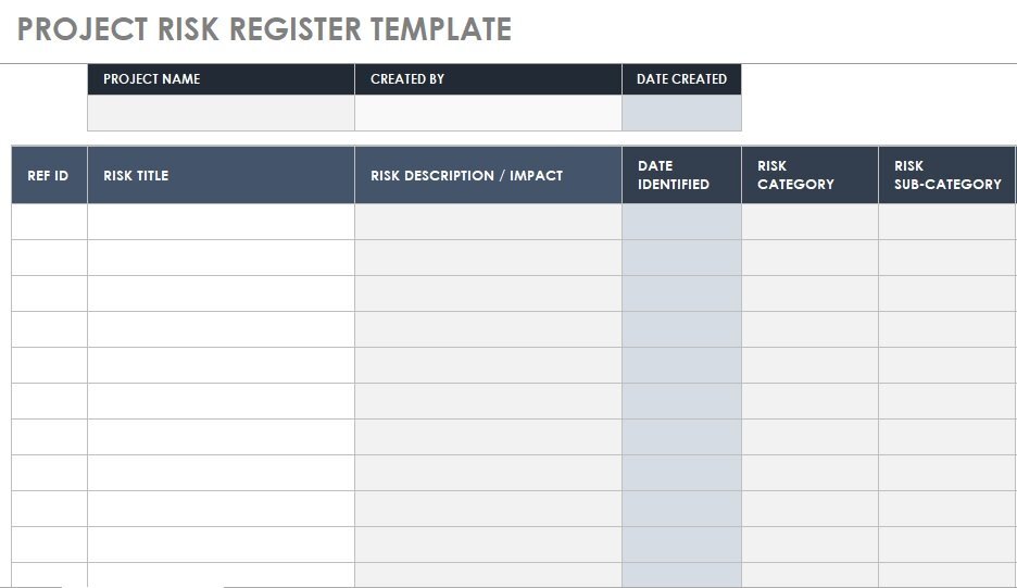project risk register template