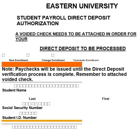 student payroll direct deposit authorization form