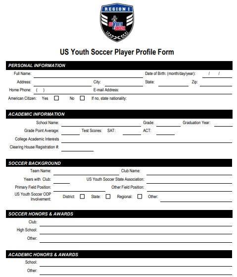 us youth soccer player profile form