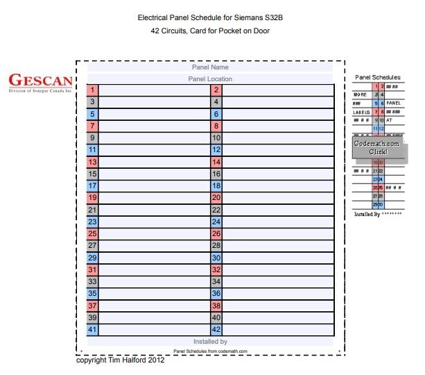 electrical panel schedule for siemens s32b2