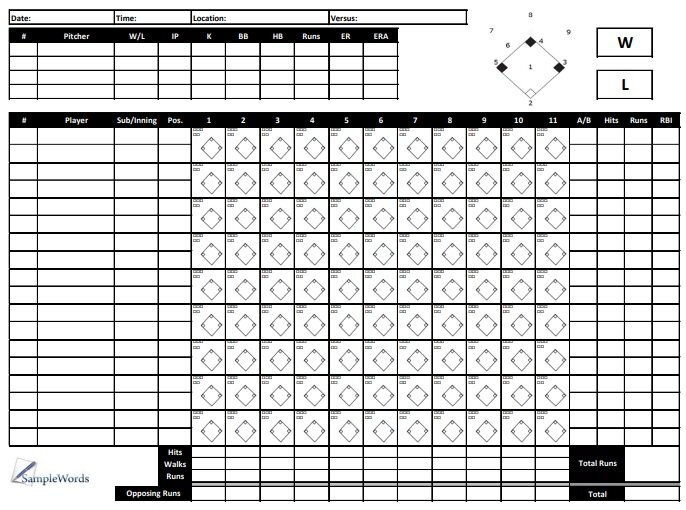 free baseball statistic sheet 1