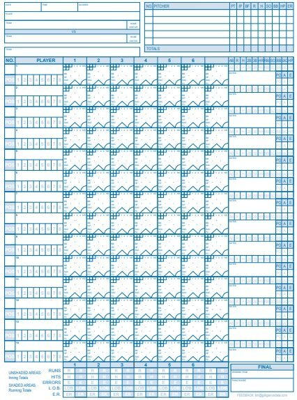 free baseball statistic sheet 2