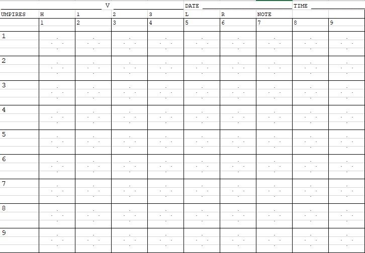 free baseball statistic sheet