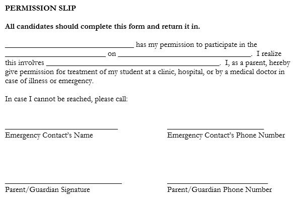 free permission slip template 3