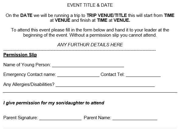free permission slip template 5