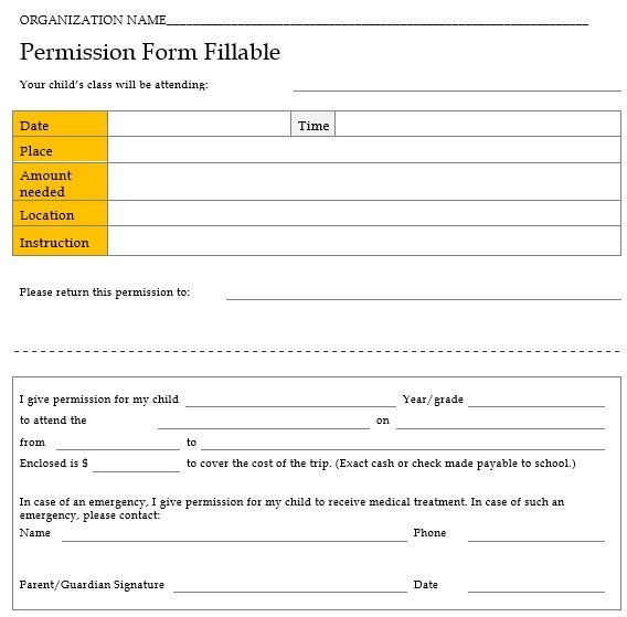 free permission slip template 7