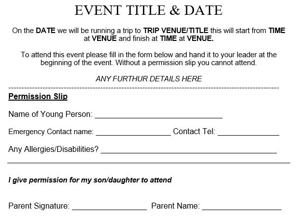 free permission slip template 8