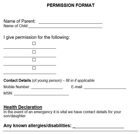 free permission slip template 9