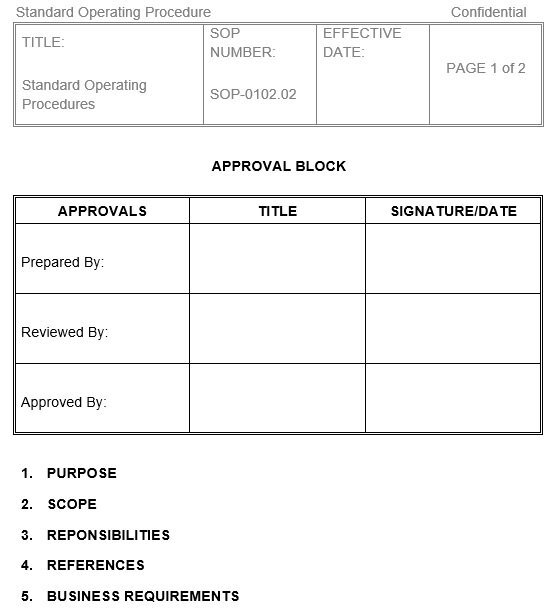 free sop template 13
