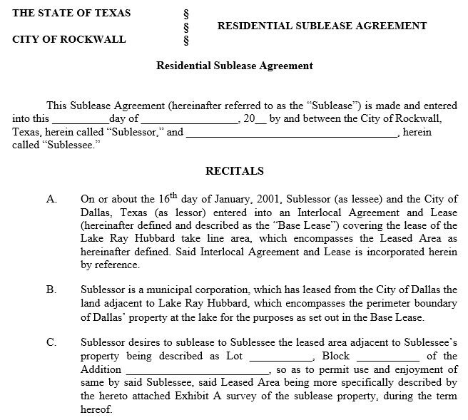 free sublease agreement template 5