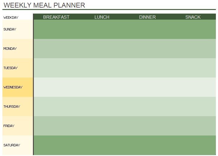 basic weekly meal planner template