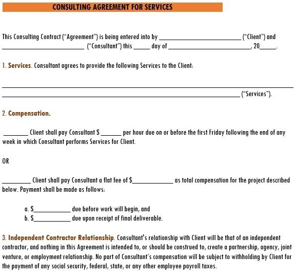consulting services agreement template