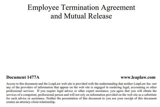 employee termination agreement and mutual release template