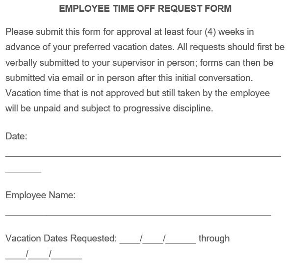 free employee time off request form 2