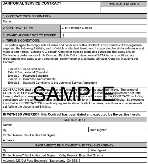 janitorial cleaning service contract template