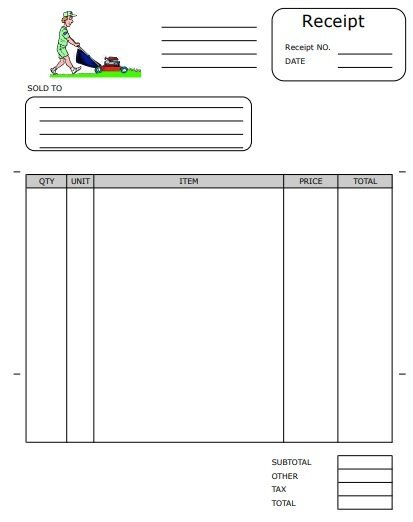 lawn care service receipt template