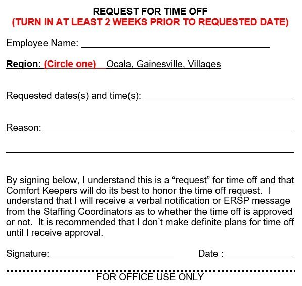 request for time off template