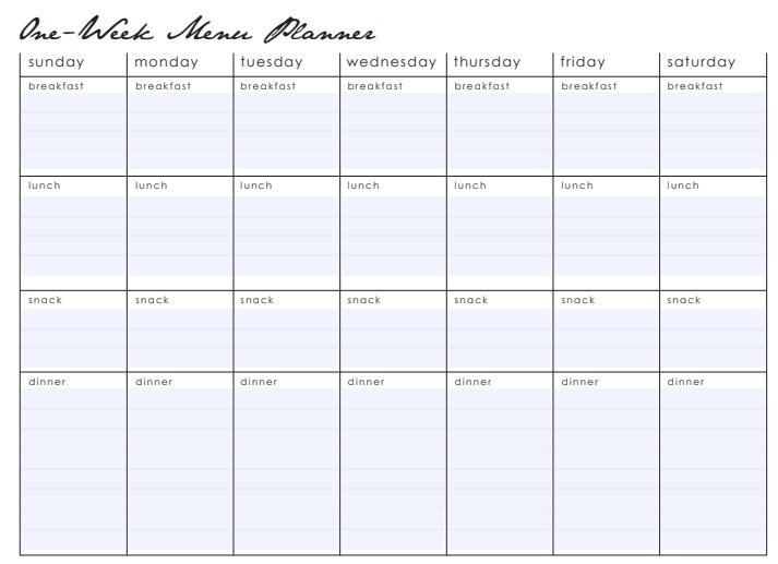 weekly breakfast meal planner template