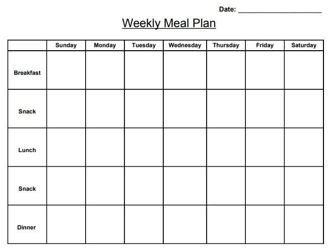 weekly meal planner template pdf