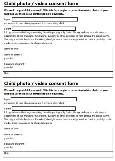 child video consent form