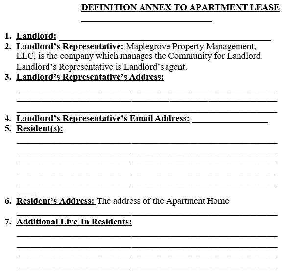definition annex to apartment lease