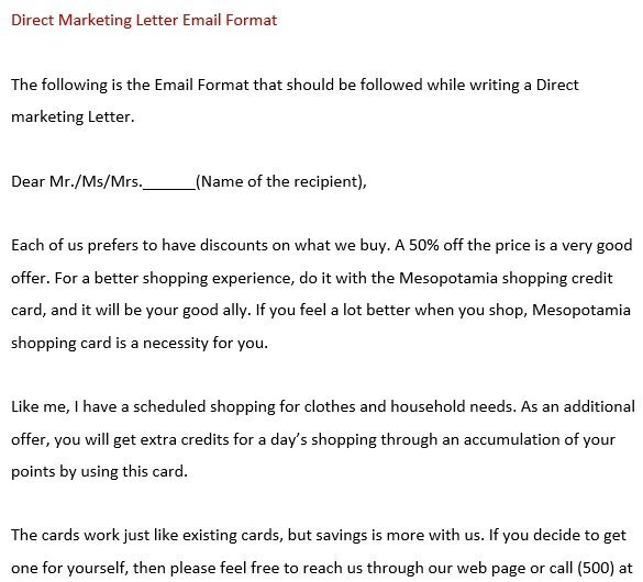 direct marketing letter template
