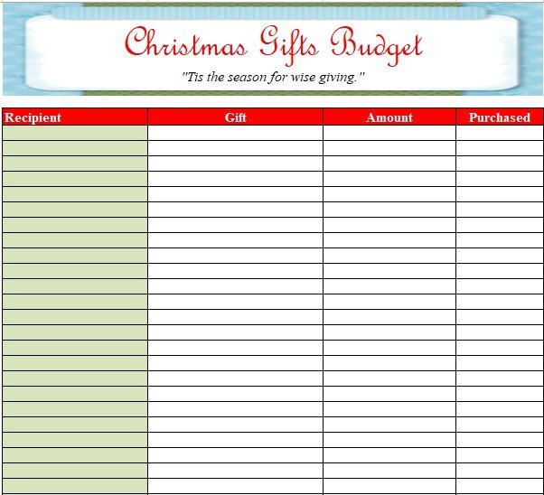 fillable christmas budget template