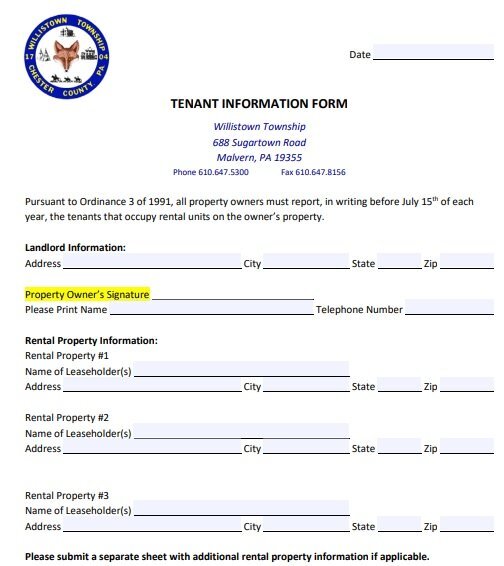 fillable tenant information update form