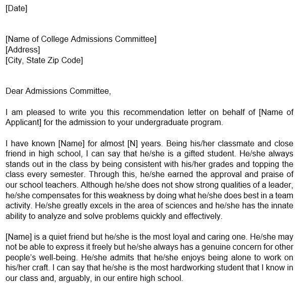 free college recommendation letter 1