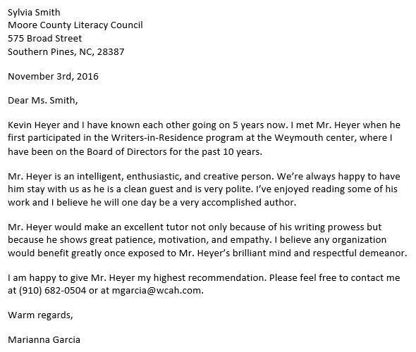 free letter of recommendation for a friend 1