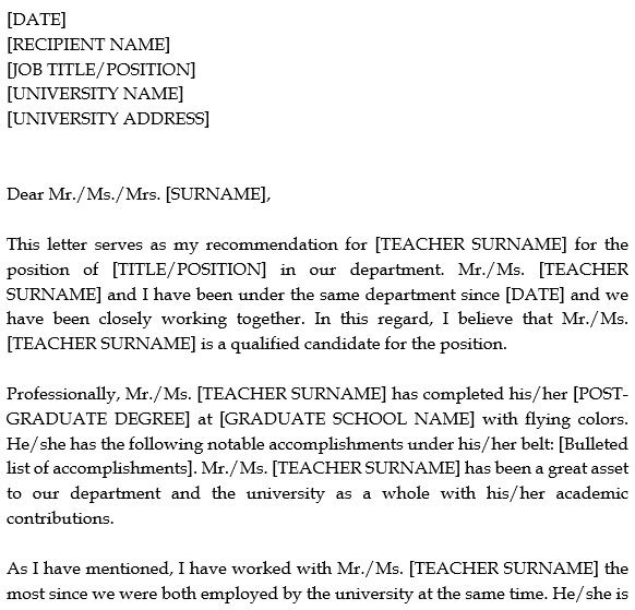 free letter of recommendation for coworker 1