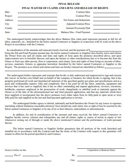 free mortgage lien release form