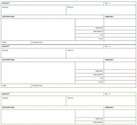 free printable payment receipt template
