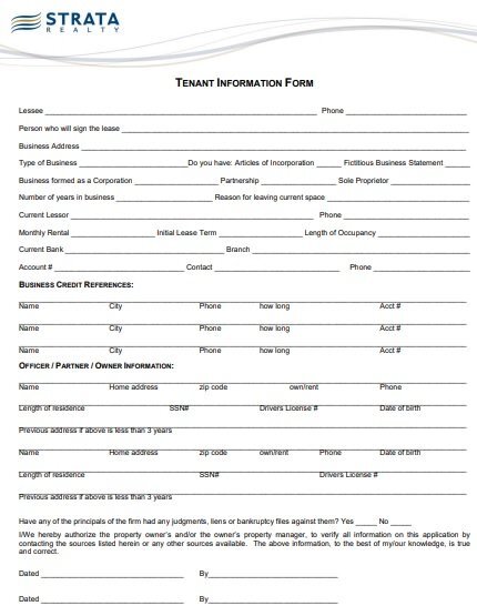 free tenant information update form