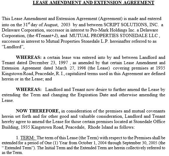lease amendment and extension agreement