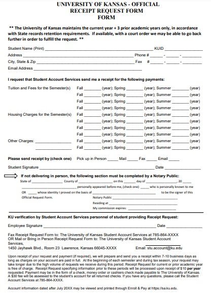 official receipt request form