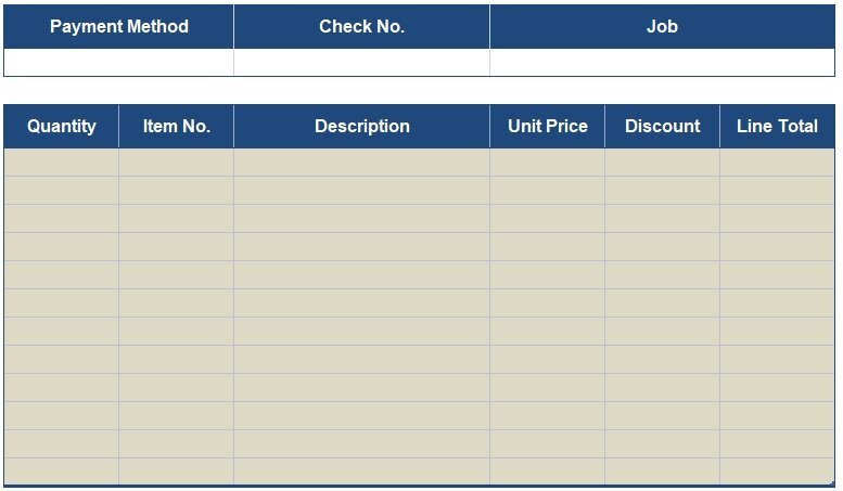 payment receipt format in excel