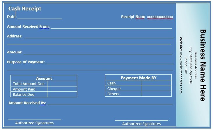 payment receipt template word