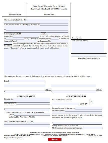 printable mortgage lien release form