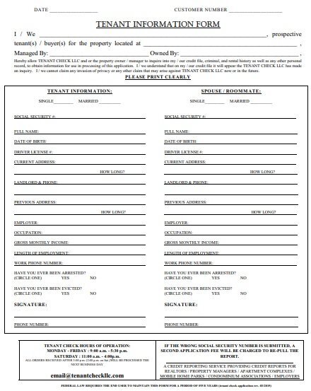printable tenant information update form