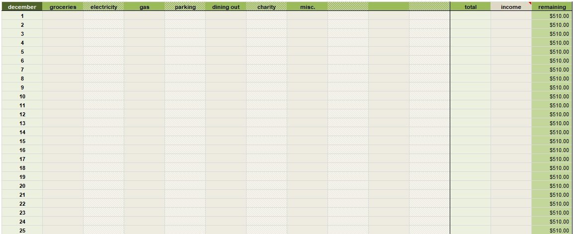 free household budget template 1