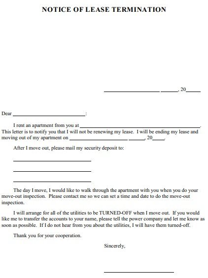 notice of lease termination letter
